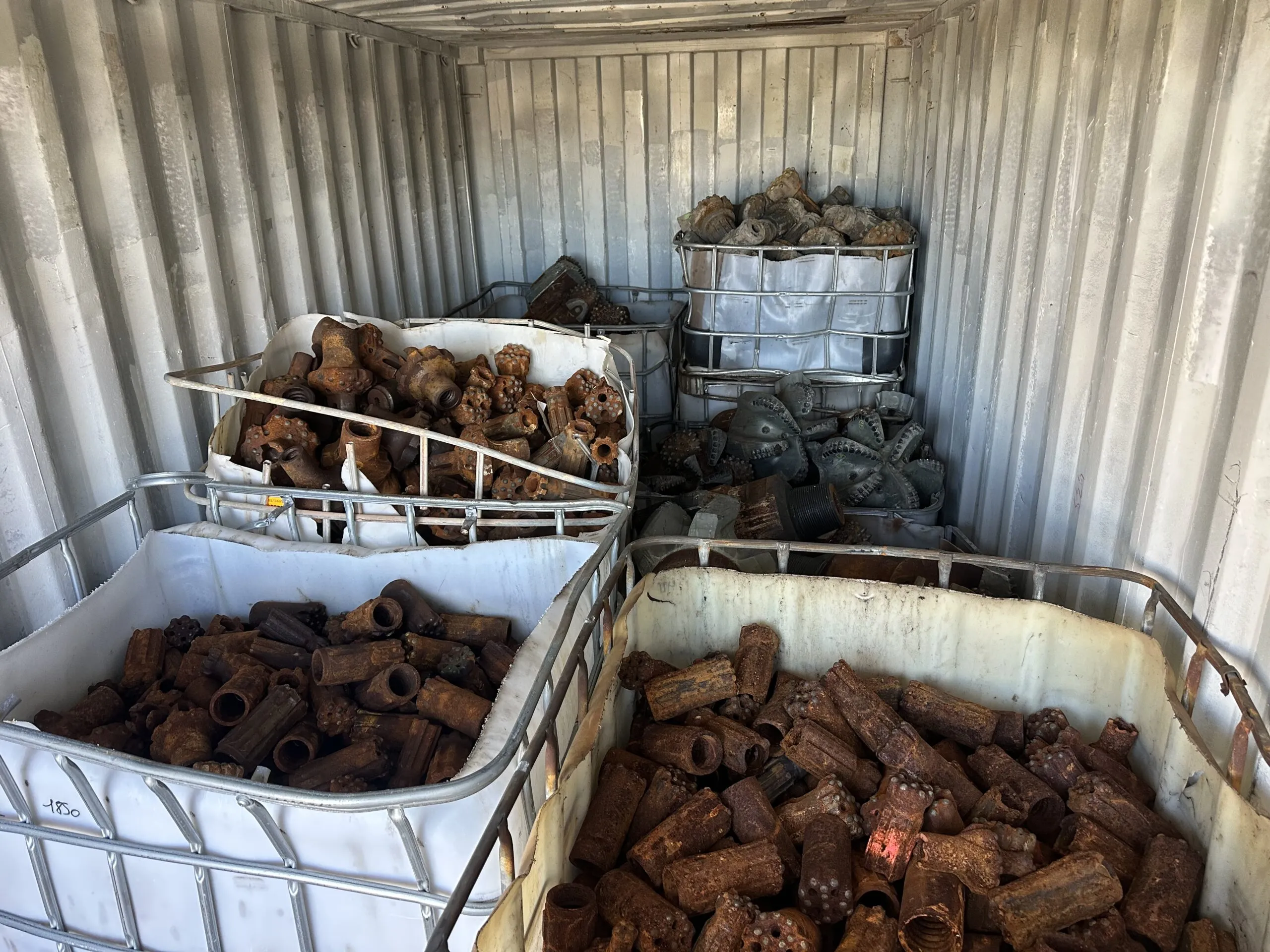 Sorted drill bits grouped into material batches