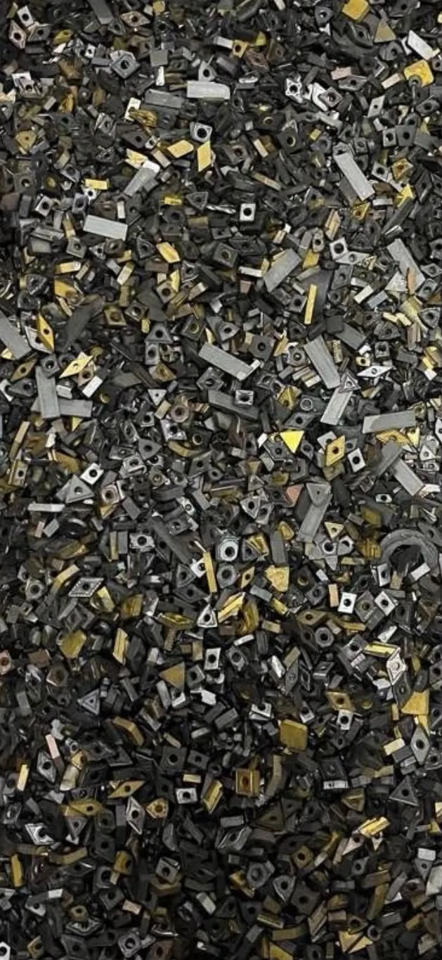 Pile of used carbide inserts
