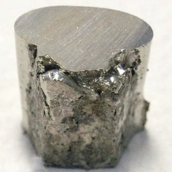 Nickel alloy sample ready for grading